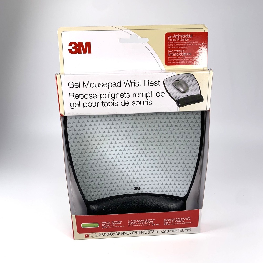 3M MW310LE Precise Mouse Pad Gel‎ Wrist Rest Black NEW NOS Office Comfort Pad